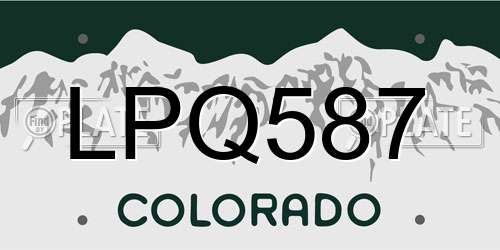 LPQ587 Colorado License Plate