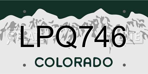LPQ746 Colorado License Plate