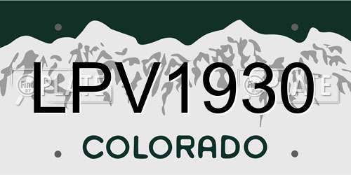 LPV1930 Colorado License Plate