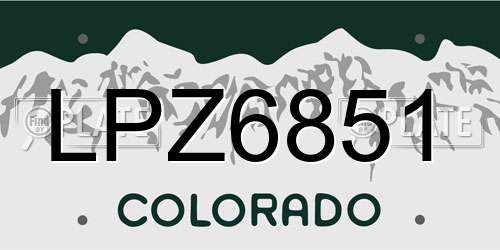 LPZ6851 Colorado License Plate