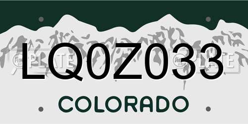 LQ0Z033 Colorado License Plate