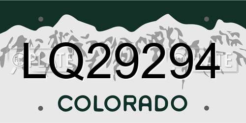 LQ29294 Colorado License Plate