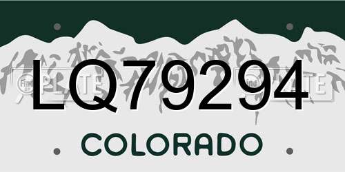 LQ79294 Colorado License Plate
