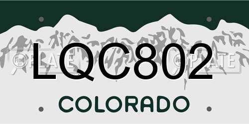 LQC802 Colorado License Plate
