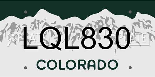 LQL830 Colorado License Plate
