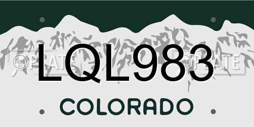 LQL983 Colorado License Plate