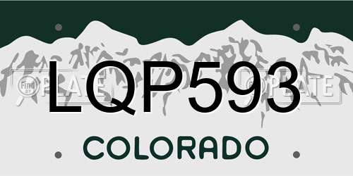LQP593 Colorado License Plate