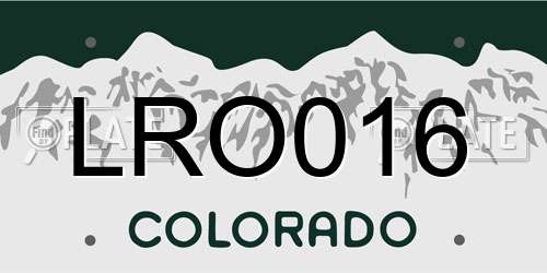 LRO016 Colorado License Plate