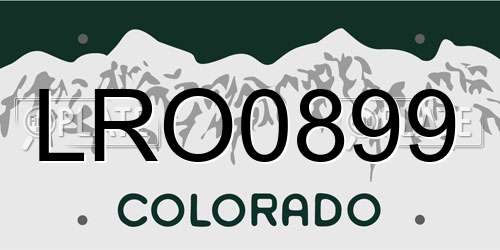LRO0899 Colorado License Plate