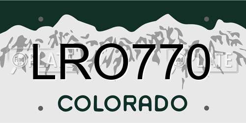 LRO770 Colorado License Plate