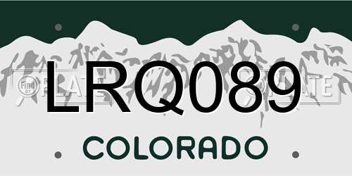 LRQ089 Colorado License Plate