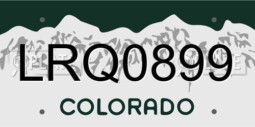 LRQ0899 Colorado License Plate