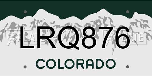 LRQ876 Colorado License Plate