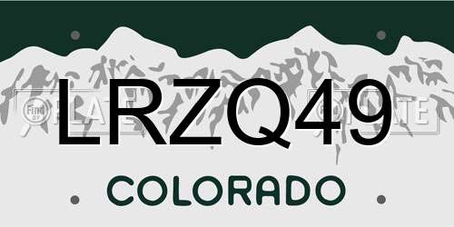 LRZQ49 Colorado License Plate