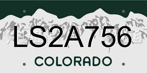LS2A756 Colorado License Plate