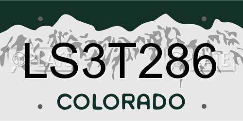 LS3T286 Colorado License Plate