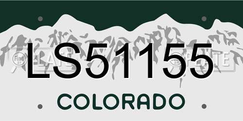 LS51155 Colorado License Plate