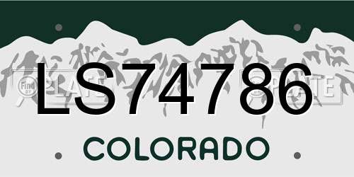 LS74786 Colorado License Plate