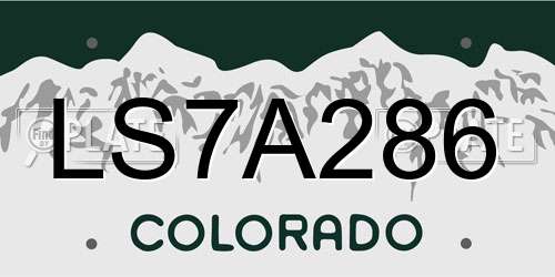 LS7A286 Colorado License Plate
