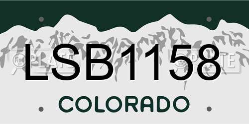 LSB1158 Colorado License Plate