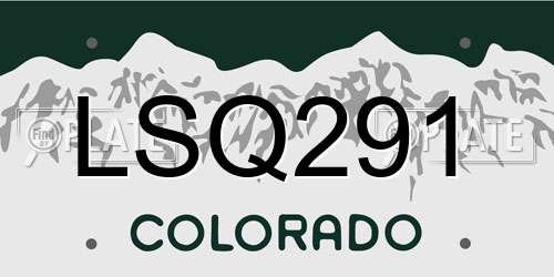 LSQ291 Colorado License Plate