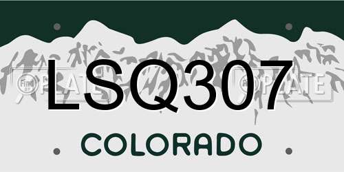 LSQ307 Colorado License Plate