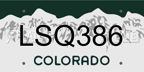 LSQ386 Colorado License Plate