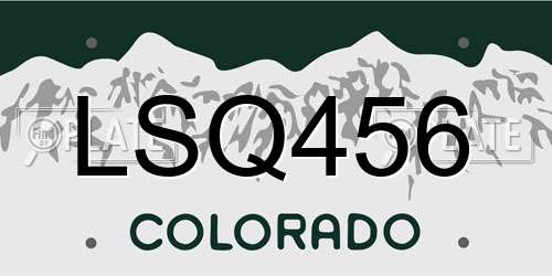 LSQ456 Colorado License Plate