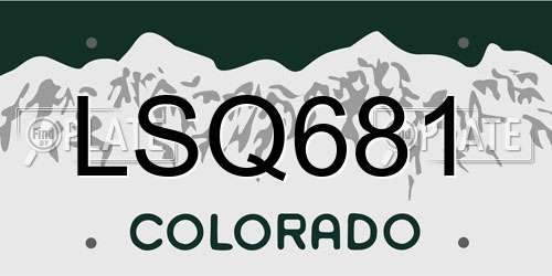 LSQ681 Colorado License Plate