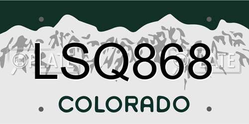 LSQ868 Colorado License Plate