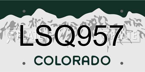 LSQ957 Colorado License Plate