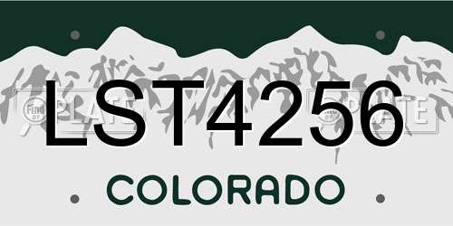 LST4256 Colorado License Plate