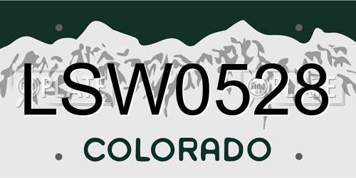 LSW0528 Colorado License Plate