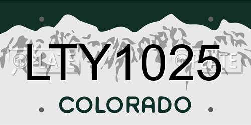 LTY1025 Colorado License Plate