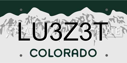 LU3Z3T Colorado License Plate