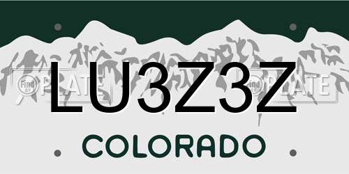 LU3Z3Z Colorado License Plate