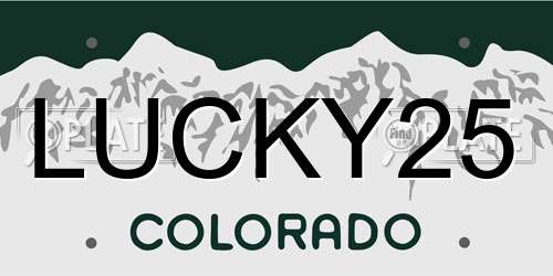 LUCKY25 Colorado License Plate