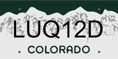 LUQ12D Colorado License Plate