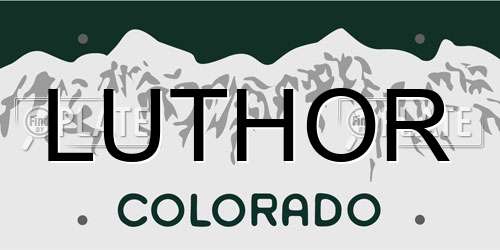 LUTHOR Colorado License Plate
