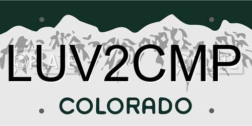 LUV2CMP Colorado License Plate