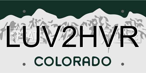 LUV2HVR Colorado License Plate