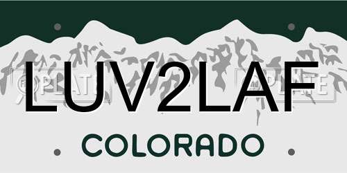 LUV2LAF Colorado License Plate