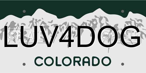 LUV4DOG Colorado License Plate