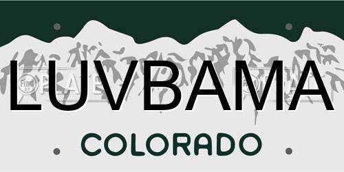 LUVBAMA Colorado License Plate