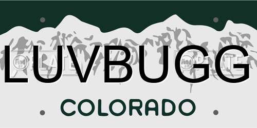 LUVBUGG Colorado License Plate