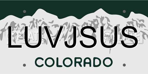 LUVJSUS Colorado License Plate