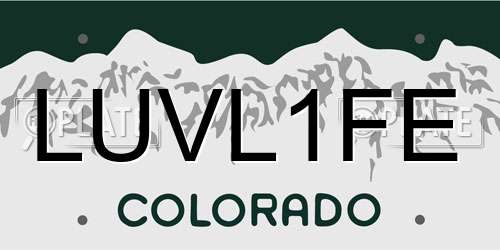 LUVL1FE Colorado License Plate