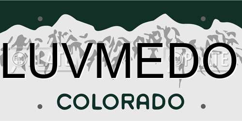 LUVMEDO Colorado License Plate