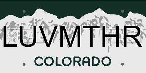LUVMTHR Colorado License Plate