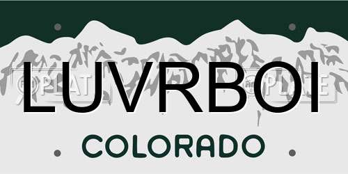 LUVRBOI Colorado License Plate